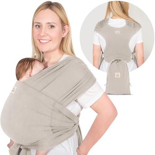 KeaBabies Fascia Porta Bebè D-Lite - Facile Da Trasportare, Fascia Porta Bebè Regolabile, Fascia Porta Bebè Da Neonato A Bambino, Porta Bebè Ad Anello, Fascia Portabebè Ad Anello (Stone Gray)