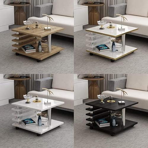 Faizee Möbel Wohnzimmer Couchtisch 65x65cm Elegant und Hochwertig mit Melaminbeschichtung in Weiß Hochglanz