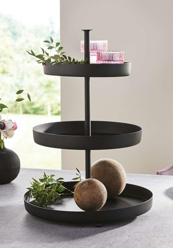 Dekoleidenschaft Etagere Black aus Metall, matt-schwarz, 3-stöckig, Obstetagere mit 3 Ebenen, Tortenständer, Metalletagere, Servierständer, Kuchenständer, Muffinständer, Gebäckständer