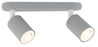 Licht-Erlebnisse Kinderzimmerlampe Decke Grau L: 35 cm klein schwenkbar Metall 2-flammig GU10 JASON Deckenlampe Kinderzimmerleuchte Deckenspot