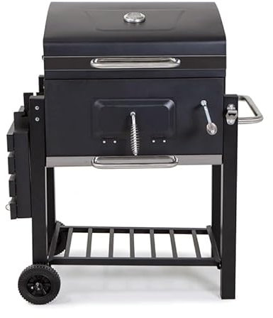 Barbacoa de carbón grande,barbacoa grande,barbacoa de carbón,ahumadores al aire libre, barbacoa de carbón, barbacoa de jardín portátil, termómetro, ruedas, barbacoa de carbón grande, mesas auxiliares