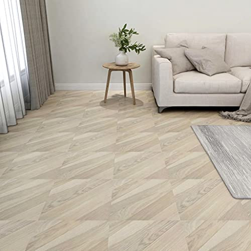 Willood PVC-Fliesen Selbstklebend 55 Stk. 5,11 m² Beige Gestreift