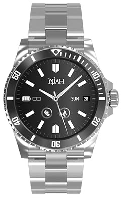 TECHMADE Smartwatch Niah Neptune, orologio digitale uomo – Cinturino in silicone nero Stile Sportivo, Display AMOLED, Monitoraggio Salute e Notifiche, chiamate, notifiche, funzione SOS,