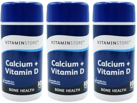 3 x Calcium & Vitamin D Tablets, 300 Tablets – Premium Supplement for Strong Bones, Teeth, Immune Health & Muscle Strength – Vegetarian Formula – Complete Daily Calcium and Vitamin D3 Support