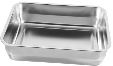 BEBEMOKO 304 Stainless Steel Roasting Pan Rectangular Baking Tray Thickened Deep Small Size Oven BBQ Grill Plate for Fish and Meat Roasting Kitchen Use, 1pc