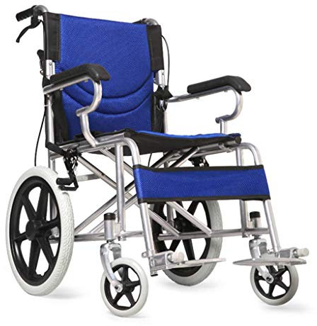 Silla de ruedas autopropulsada plegable ligera con freno, marco de acero, silla de viaje portátil para uso en interiores y exteriores, reposapiés y reposabrazos incluidos