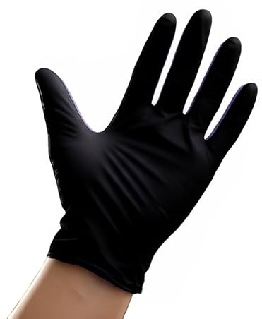 RFD Guanti in Nitrile Nero Senza Talco - 100 Pezzi - Taglie S, M, L, XL - Monouso per Cucina, Laboratorio, Tattoo, Alimentari, Meccanica - Resistenti, Usa e Getta (XL)