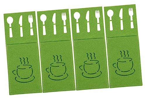 IMIKEYA 4stücke Festliche Bestecktaschen Mit Weihnachts-teekannen-motiv Rechteckig Wiederverwendbare Besteckhüllen Für Messer Und Gabel Strapazierfähige Grüne Cutlery Protective Covers Für
