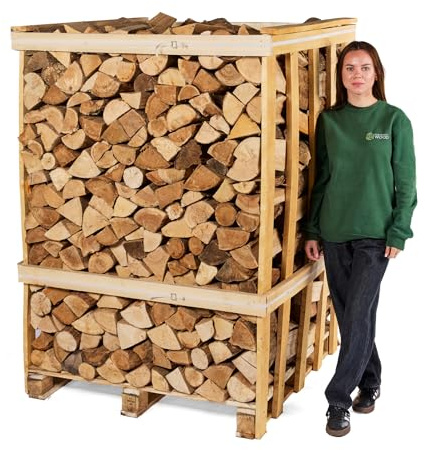 Certainly Wood Kiln Dried Hardwood Logs in Crates. Premium Firewood ideal for Woodburners, Log burners, BBQ's (Extra Large Oak/Birch Crate)