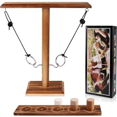 LuyoNova Ring Toss Game,Giochi da Tavolo Adulti Giardino Spiaggia Giochi di Societa Giochi da Esterno Interni Gioco di Abilità in Legno Lancio di Anelli Appesi Giochi Alcolici