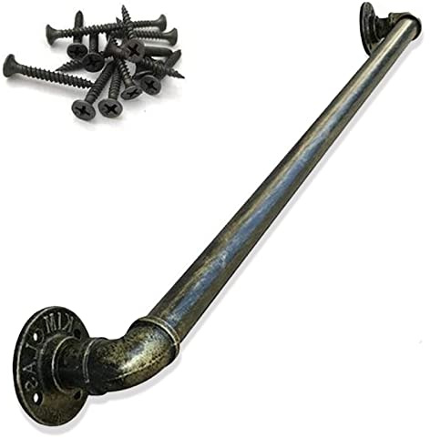 Industrial 4,3 m ferro battuto bronzo il per scale – interno/esterno – montaggio a parete con staffe in metallo nero – elegante ringhiera per scale