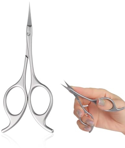 Trazzic Butterfly-Tail Nail Cuticle Scissors: More Stable Anti-slip Multi-Faceted Sandblasted Grooming Scissors Stainless Steel Cuticle Cutter, Eyebrow Eyelash Nose Hair Manicure Kit for Women, 1 PACK