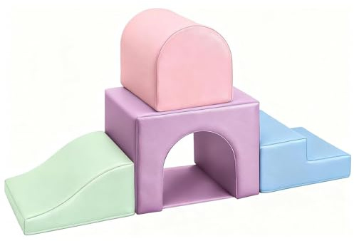 Juego de 4 Bloques de Espuma para Niños: Cuero PU Bloques Psicomotricidad Infantil - Set de Escalada Arco Elíptico para Interior Infantil Juego de Trepar y Gatear Regalo para Bebés