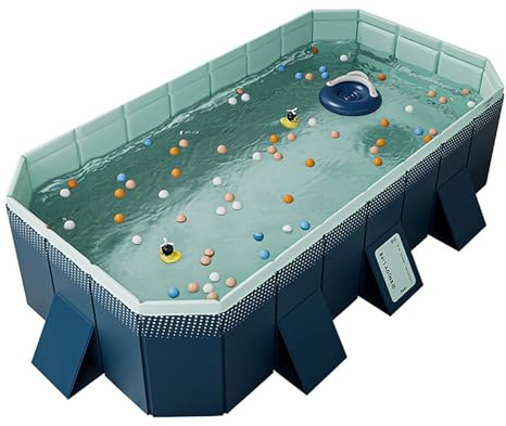 Piscina fuori terra pieghevole con 2 scarichi per facile installazione - Uso esterno non gonfiabile per adulti, bambini e animali domestici