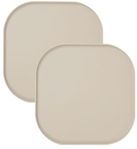 2-delat set vattentät silikonfodermatta för hundar och katter, kvadratisk foderbricka, halkfri, lätt att rengöra matskålsunderlägg, livsmedelssäker (beige, 26 cm x 26 cm)