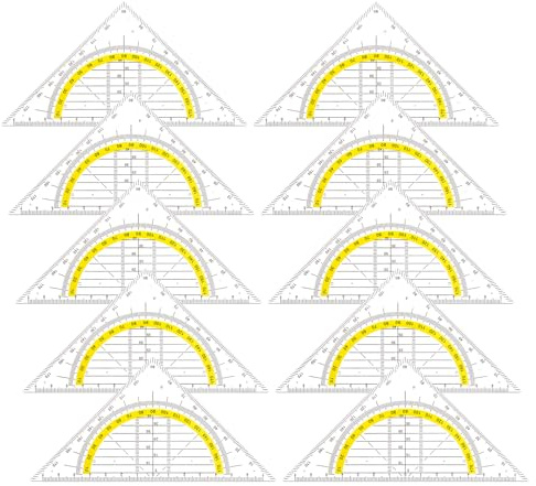10 Stück Geo Dreieck, Geodreieck Klein Gelb Flexibel Geometrie Dreieck Zeichendreieck Winkelmesser aus Kunststoff Geodreieck für Büro Designer