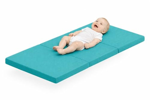 SONHO Colchón Plegable de Cuna de Viaje Bambi – Espuma HR D23, 120x60 cm, Grosor 5 cm, Tejido 3D Transpirable y Confortable