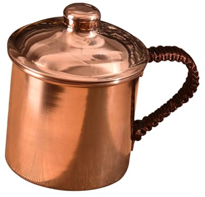 YunJove Taza de Café de Cobre Vaso Grueso Artesanal con Asa Cómoda Taza Multifuncional para Bebidas Calientes Y Frías Adecuada para Cocina Oficina Y Re, a, tal como se describe