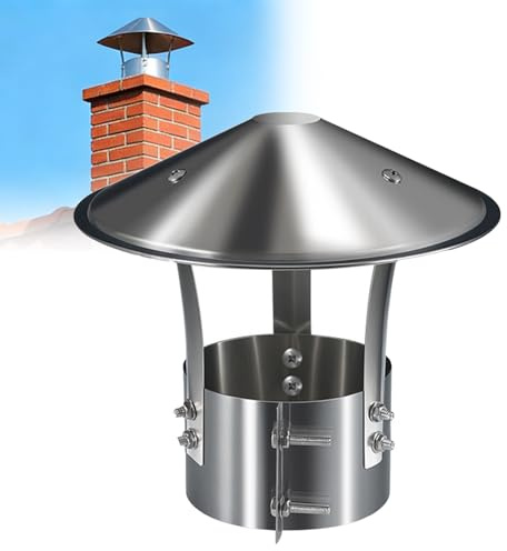 Comignolo In Acciaio Inox，Terminale canna fumaria comignolo antipioggia cappuccio per camino tubo scarico fumi stufa a pellet legna copertura(200mm)