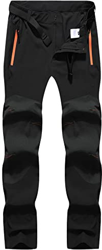 DAFENP Pantaloni Trekking Uomo Softshell Pantaloni Impermeabili Montagna Escursionismo Estivi Leggero Traspirante Asciugatura Rapida All'aperto KZ1803M-Black-S