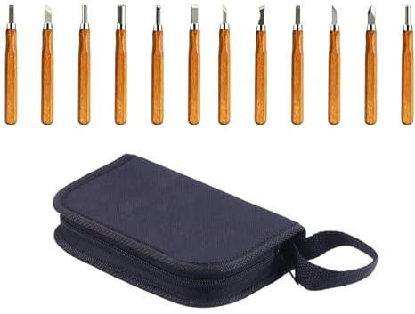 12Pcs Wood Carving Tools Set Hand Carving Tool Set with Storage Box Carbon Steel Double Beveled with Storage Case Professional Wood Chisels