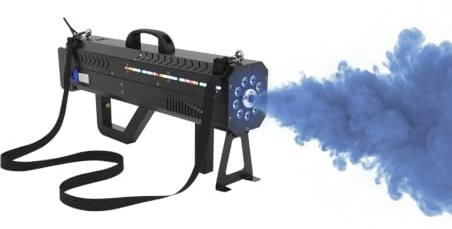 Pistolet à brouillard manuel avec 9 LED 1500 W Machine à fumée portable avec support/sangle Double usage 25000 CFM Machine à fumée pour fête, Halloween, événements DJ, spectacles sur scène