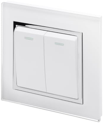 RETROTOUCH Crystal Double Light Switch, White Chrome Trim, 2-Way, 10AX