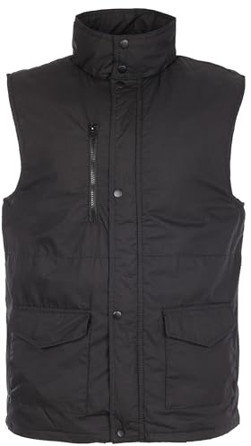 Fort Wroxham Quilted Bodywarmer - Size Large, Black - Lightweight, Thermal Mens Gilet for Winter - Adjustable Collar, Multiple Pockets, Studded Storm Flap - Durable Poly-Cotton Outdoor Work Vest