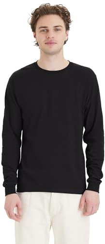 Hanes Men's Essentials Long Sleeve T-shirt Value Pack, Black, Large,(Pack of 4)