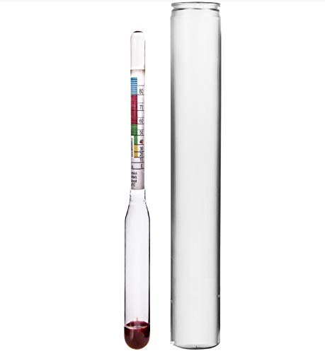 ALCOHOLIMETRO + PLáSTICO TUBO de ENSAYO 0-86% - Densímetro/Hidrómetro/Medidor de grado Alcohólico/Nivel de alcohol/Vodka/Espíritu