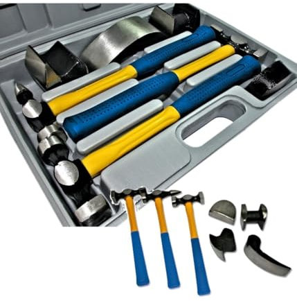 Trade_Ox - Kit Accessori X CARROZZIERE CARROZZERIE Attrezzi 4 Tassi 3 MARTELLI in Valigia