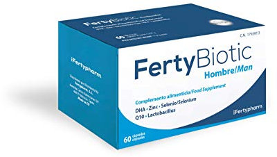 FERTYBIOTIC HOMBRE | Complemento alimenticio | Fertilidad Masculina | DHA, Coenzima Q10, Zinc, Selenio y Probióticos | 60 Cápsulas