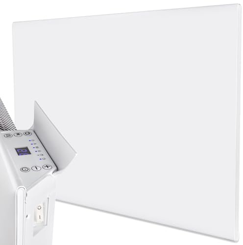MYLEK Panel Heater Radiator Electric 1.5KW Daily and Weekly Timer, Digital Thermostat, Wall Mounted Slimline White Panel Heater for Bathroom, Office, Bedroom, Garage Lot 20 Compliant (1500 Watt)