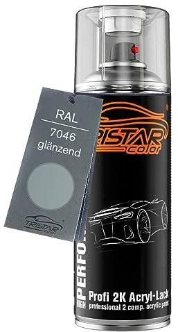 TRISTARcolor RAL 7046 Telegrau 2 glänzend 2K-Acryl-Lack Spraydose | Sprühdose 400 ml, schnelltrocknend