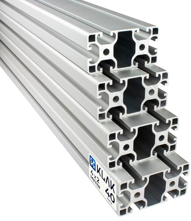 KLAK 40/80 - Aluprofil 4 Stück 40x80mm 2m System-, Montageprofil Nut 8 | Für Camperausbau, Sim-Rigs & Anhänger. Kompatibel mit Nut-8-Zubehör. Eloxiert, witterungsbeständig, 4 × 2 m = 8 m, silber