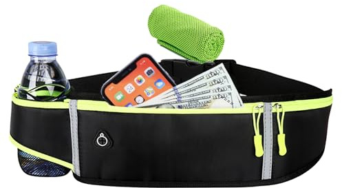 Marsupio Sportivo Impermeabile Running Porta Cellulare Borsello Tracolla Donna Uomo Cintura da Corsa Fascia Bag Telefono Borsa - per Portafoglio iphone smartphone Fitness Trekking Bicicletta (nero)