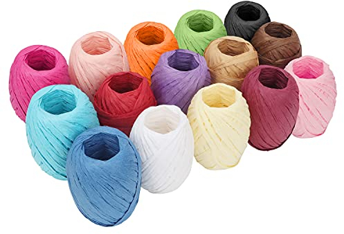 Belle Vous 15er Pack Raffia Papier-Geschenkband Set - 18m pro Rolle - Bunte Bänder in 15 Farben - Bast Band Ideal für Geschenkverpackungen, DIY Dekoration, Blumensträuße, Kunst und Handwerk