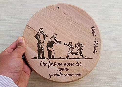 Tagliere in legno personalizzato 20 cm - perfetto per contatto con alimenti - famiglia, festa dei nonni