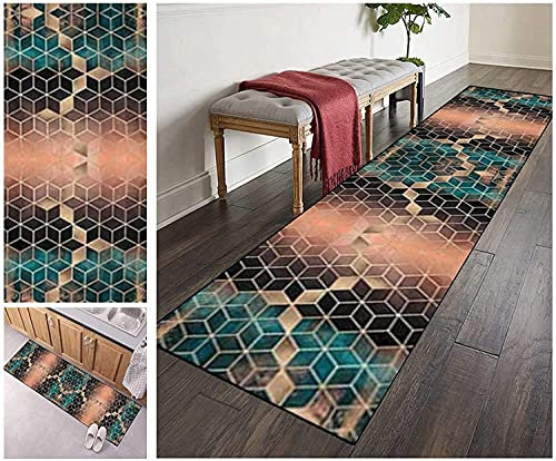 Filjr ZVEZVI Teppich Läufer Flur Küche rutschfest Waschbar Geometrische Muster 40x240cm Bunter Modern rutschfest Waschbar Vintage Kücheläufer Teppichläufer Polyester Meterware Anpassbar