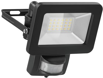 goobay 53879 LED strålkastare rörelsedetektor utomhus 20 W/PIR sensor utomhusstrålkastare IP44/neutralt vitt ljus 1700 lm/LED strålkastare strålkastare väggmontering/trädgårdsstrålkastare/svart