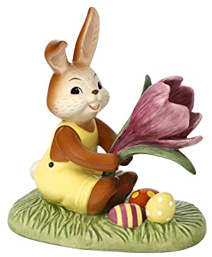 Goebel Hasenfigur EIN Krokus für Dich, hergestellt aus Steingut, Maße: 12,5 x 11,5 x 8 cm, 66-845-19-1