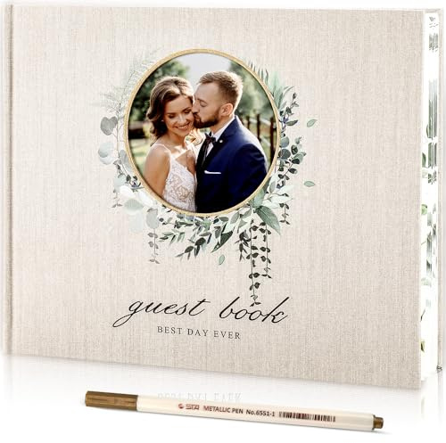 Wedding Guest Book，Guest Book Weddings Reception，Polaroid Guest Book for Wedding 100 Pages Paper Hardcover 8 x 10 for Wedding Gift with Pen, Photo Corner