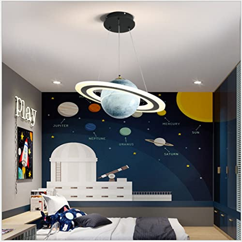 Bellastein Kinderzimmer Hängelampe Modern LED Dimmbar Rund Design Hängeleuchte Mädchen Jungen Schlafzimmer Dekorative Lampe Kinder Pendellampe Höhenverstellbar Schlafzimmerlampe (blau)