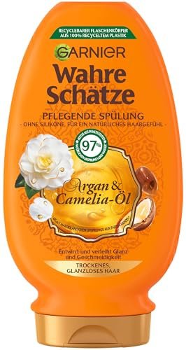 Garnier Wahre Schätze Pflegende Spülung Argan- & Camelia-Ö für trockenes, glanzloses Haar, 200 ml