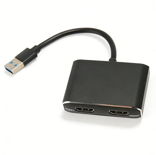 Sxhlseller Adaptateur USB 3.0 vers Double HDMI, Répartiteur USB C en Alliage D'aluminium avec 4 Modes D'affichage, Transmission Haute Vitesse 5 Gbit/s, écran HD pour Ordinateur Portable PC