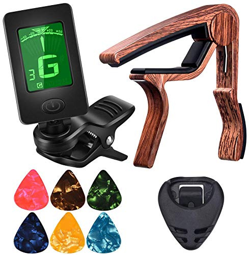 Seprendi Gitarren-, Stimmgerät, passend für Ukulele, Violine, E-Bass, Akustikgitarre, mit Plektren und Plektrumhalter, Gitarrenzubehör