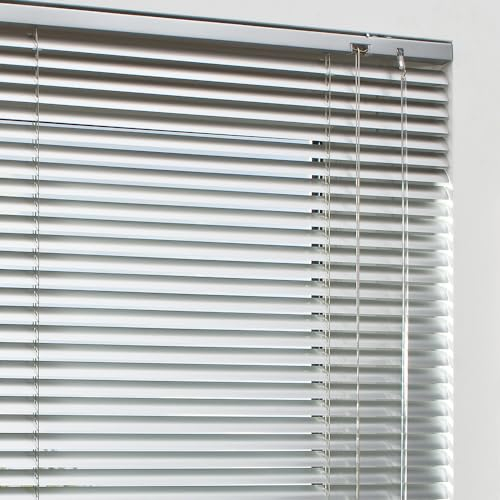 Aluminium Jalousie nach Maß, Hochwertige Maßanfertigung Alu Lamellen Jalousien Rollo Plissee, Schwarz, Weiß, Silber, Rot, Beige, Grün, Braun, Gelb, Lila, Blau, auch ohne Bohren (Silber)