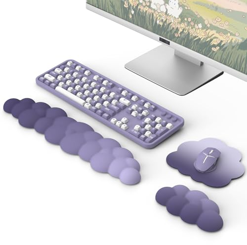 MoKo Reposamuñecas de Nube, Reposa Muñecas Ergonómico Nube para Teclado y Ratón, Reposa Muñecas de Poliéster Duradero para Teclado, Ratón, Oficina, Juegos, Ordenador, Portátil, Morado