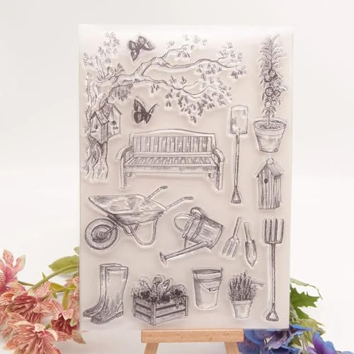 Vintage-Stempel zum Basteln, 15 x 21,5 cm, transparente Siegelstempel aus Gummi für Kartenherstellung, Fotoalbum, Dekoration