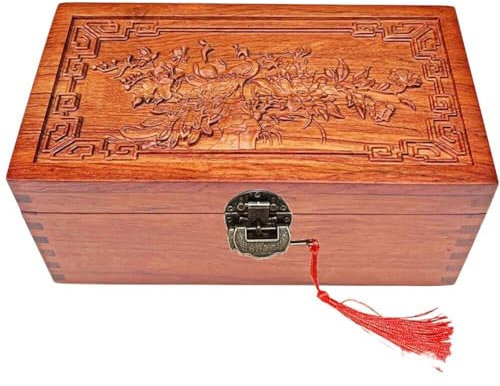 Wudaizhi Extra Große 22 cm Holzschmuck-aufbewahrungsbox Aus Mahagoni-palisander, Messingverschluss, Armband, Buddha-perlen, Halskette, Sonstiges